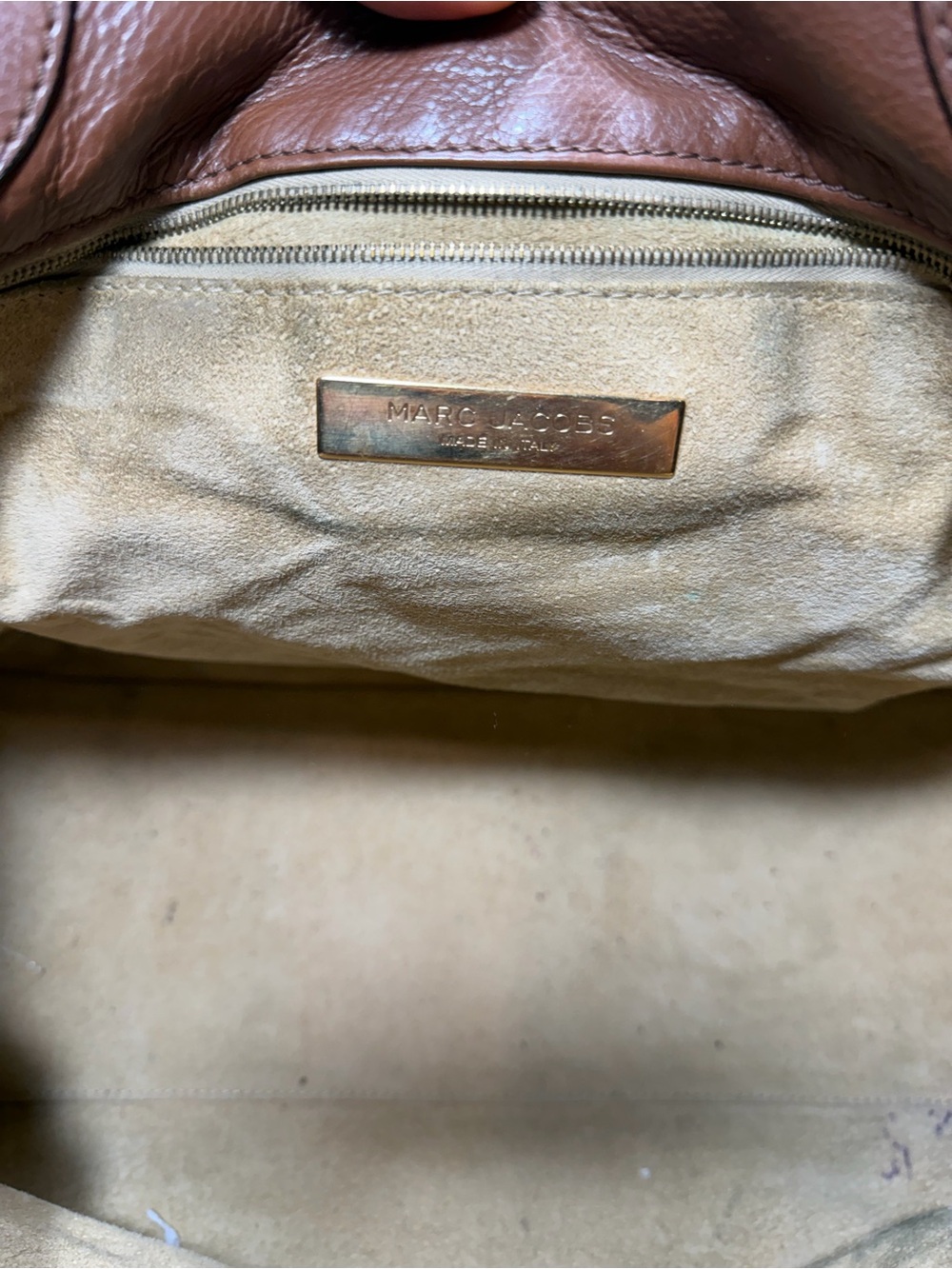MARC JACOBS Whiskey Calfskin Leather Bleeker Satchel Large Bag made in Italy 🇮🇹 - Picture 8 of 9